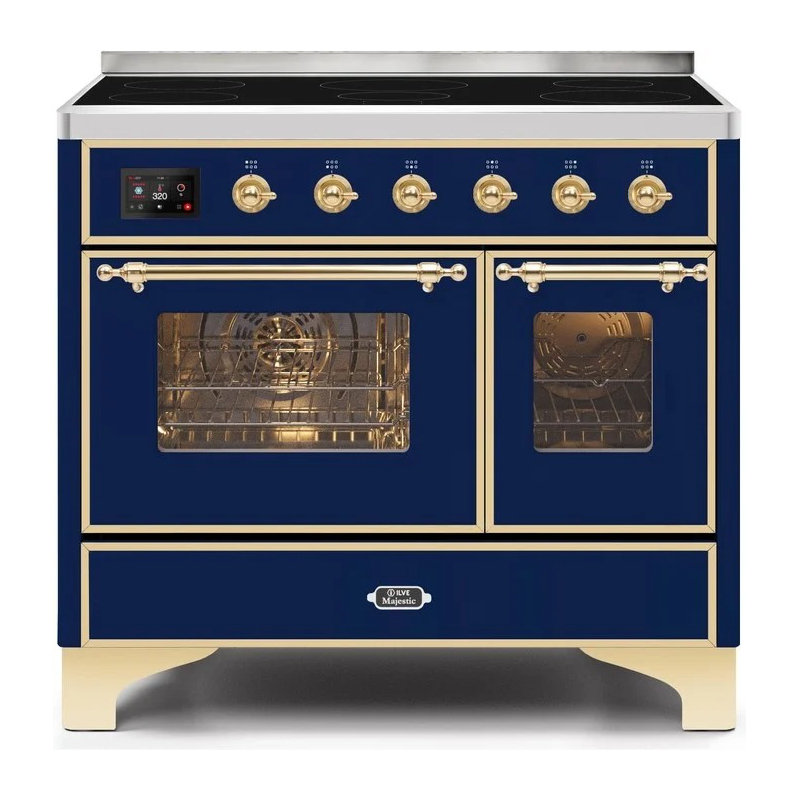 Majestic II 40" Freestanding Induction Range, Midnight Blue/Brass