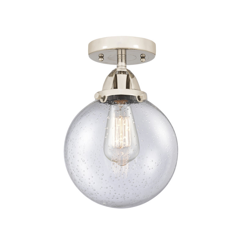 Flush Mount, 11.25" H x 8" W x 8" D, Seedy, Polished Nickel