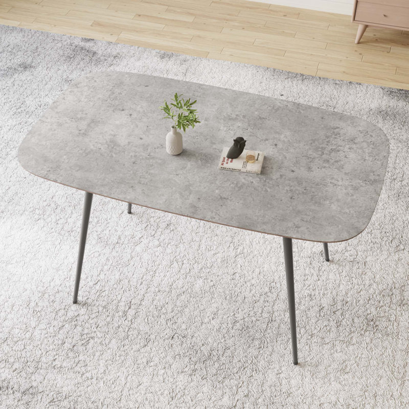 47.2'' Dining Table Set, Rectangular Modern Kitchen Table Set for Kitchen, Dining Room(1 Table 4 Chairs), Brown, Gray/Gray