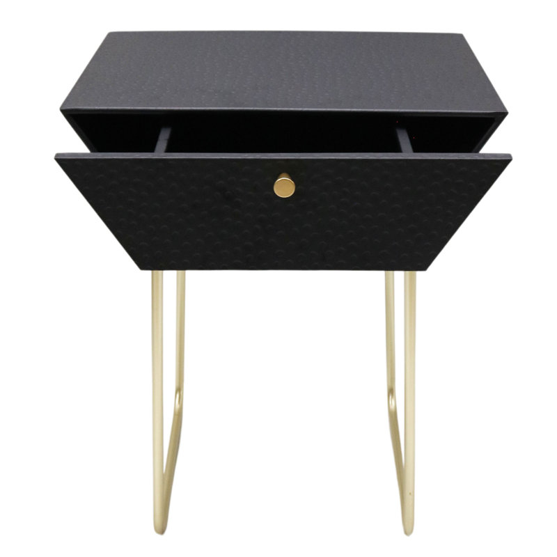 Anniyah 45cm W Metal Bedside Table, Black/Gold