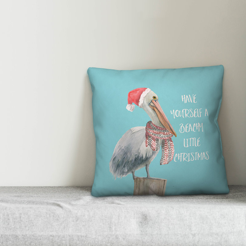  Beachy Little Christmas Throw Pillow, 16" x 16"