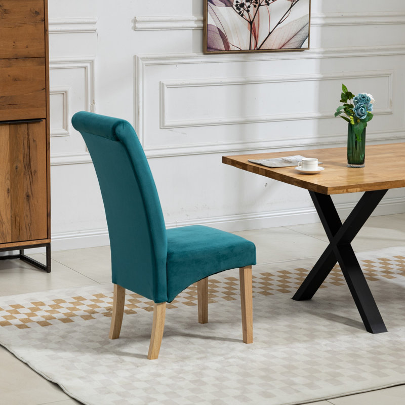Rimini 0cm H Upholstered Dining Chair, Velvet/Teal