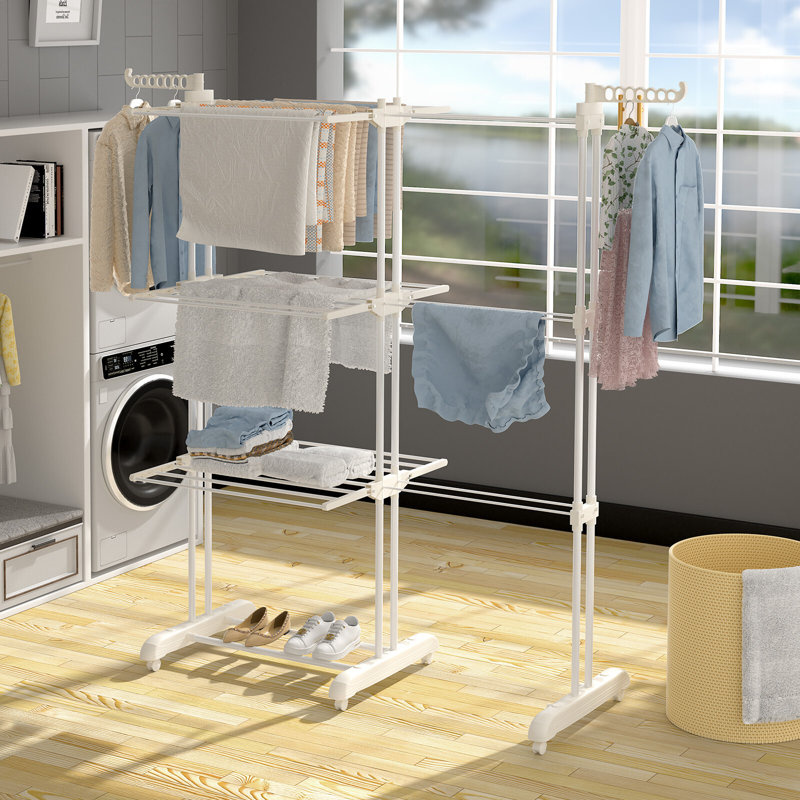 Bole Adjustable Rolling Clothing Rack, White