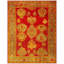 1890s Red Ground Geometric Knotted Wool Antique Oushak Turkish Decorative Rug Round 13'0"