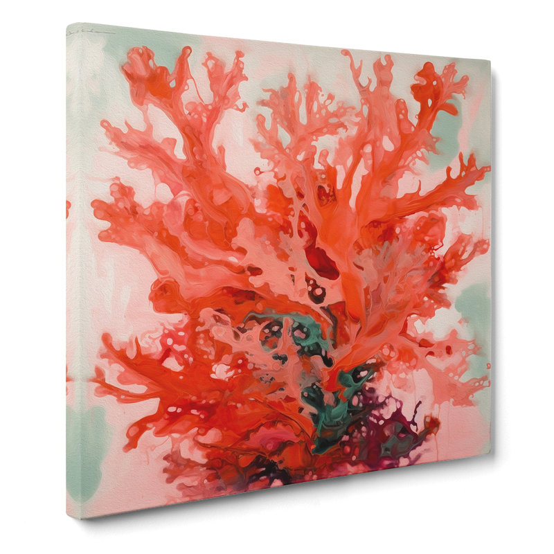 Coral Gestural Art - Wrapped Canvas