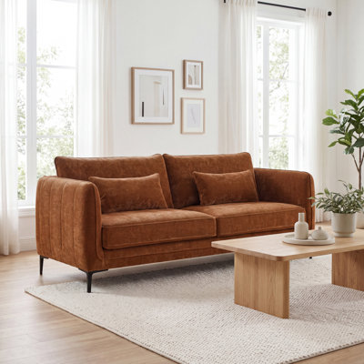 Modern Chenille Sofa with Rounded Arms