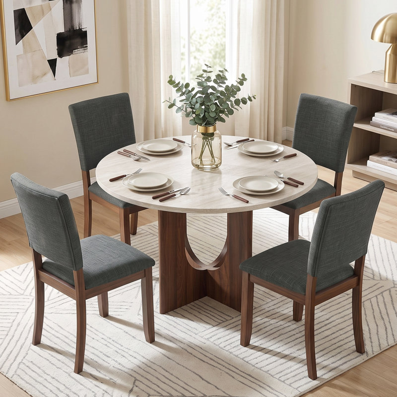 Ensemble de 4 chaises de salle à manger rembourrées de style transitionnel, Grey