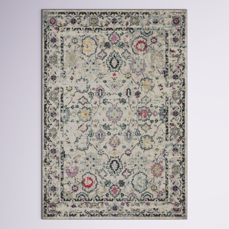 Christa Oriental Light Gray/Fuchsia Area Rug, Rectangle 3' x 5'