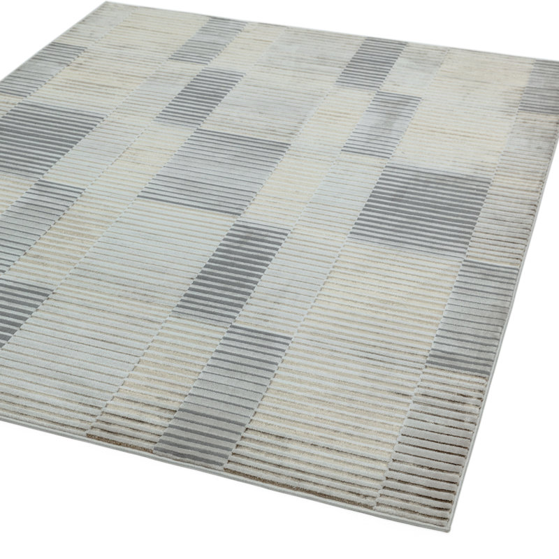 Aurora AU14 Ripple Metallic Beige Area Rug, Rectangle 240cm x 340cm