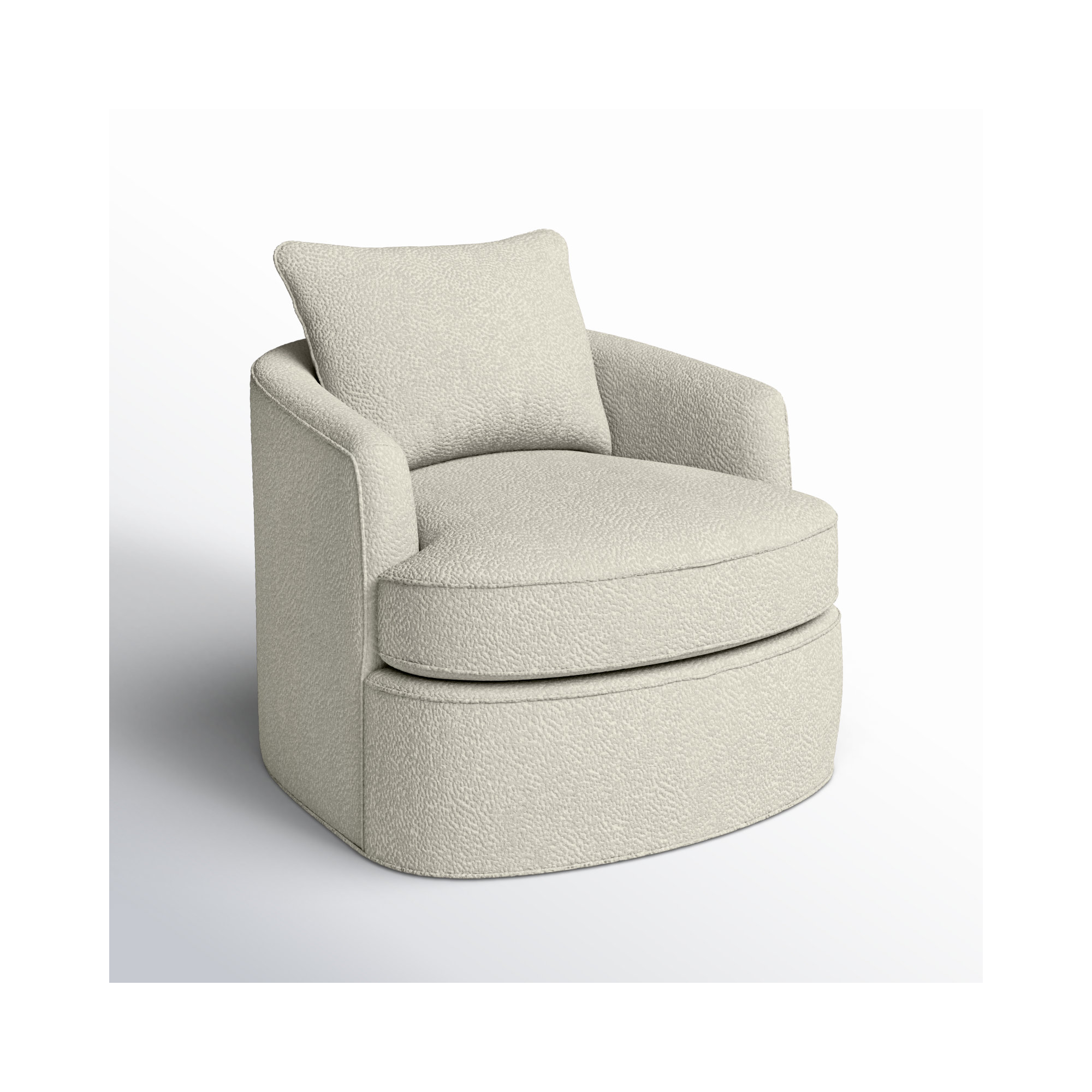 Mills Upholstered Swivel Barrel Chair, Snowcreek 10 White