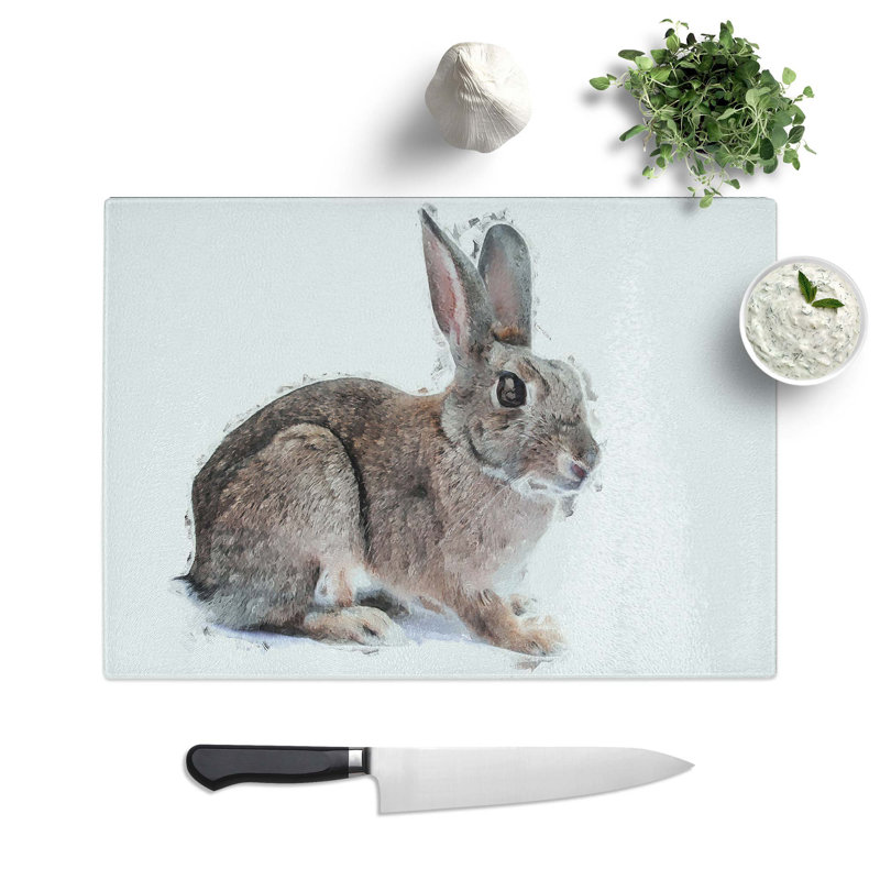 Tempered Glass Bunny Rabbit Chopping Board, 39 cm W x 28.5 cm L