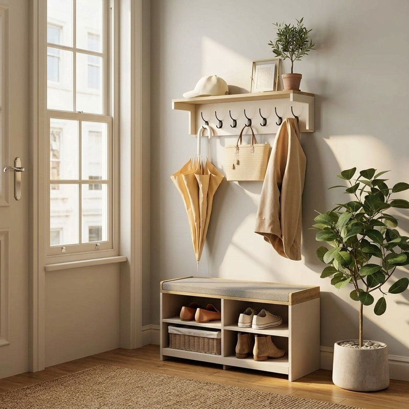 Solid Wood 7 - Hook Coat Rack