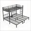 Detachable Metal Triple Bunk Bed for 3, Space-Saving Design with Shelf and Table, Ideal for Kids and Guests, Black