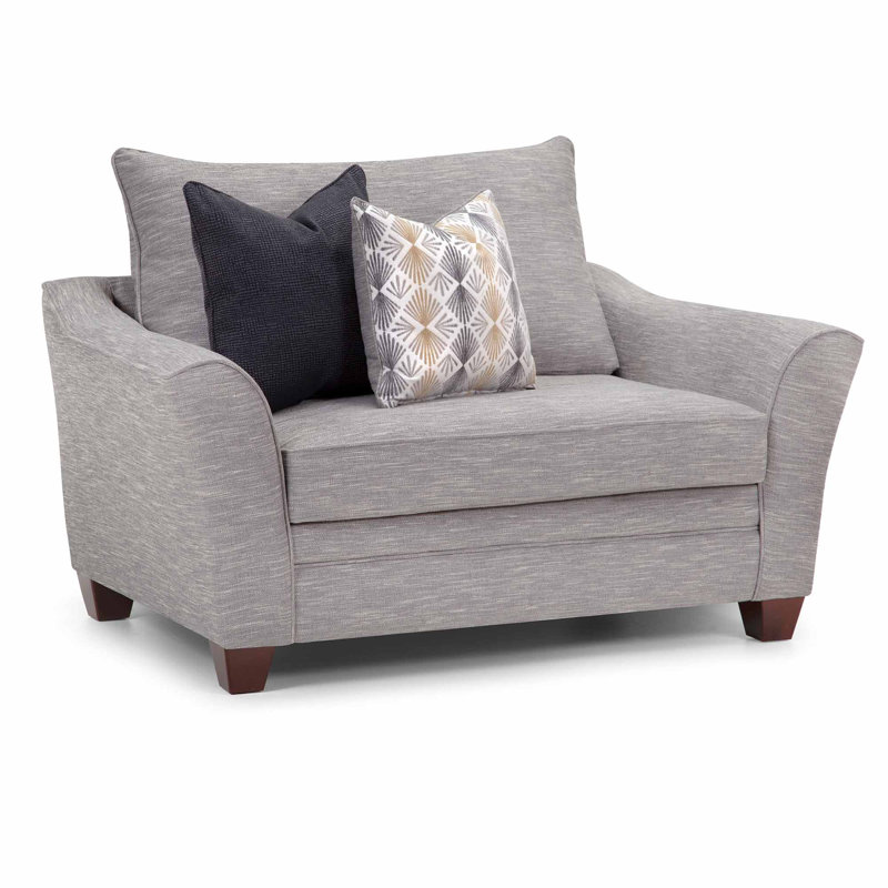 Chaise et demi en polyester Joeseline, Mélange de polyester brouillard