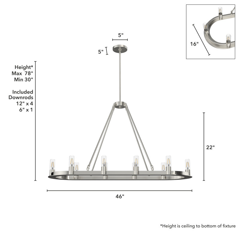 Hunter Saddlewood 10 Light Linear Chandelier Light Fixture