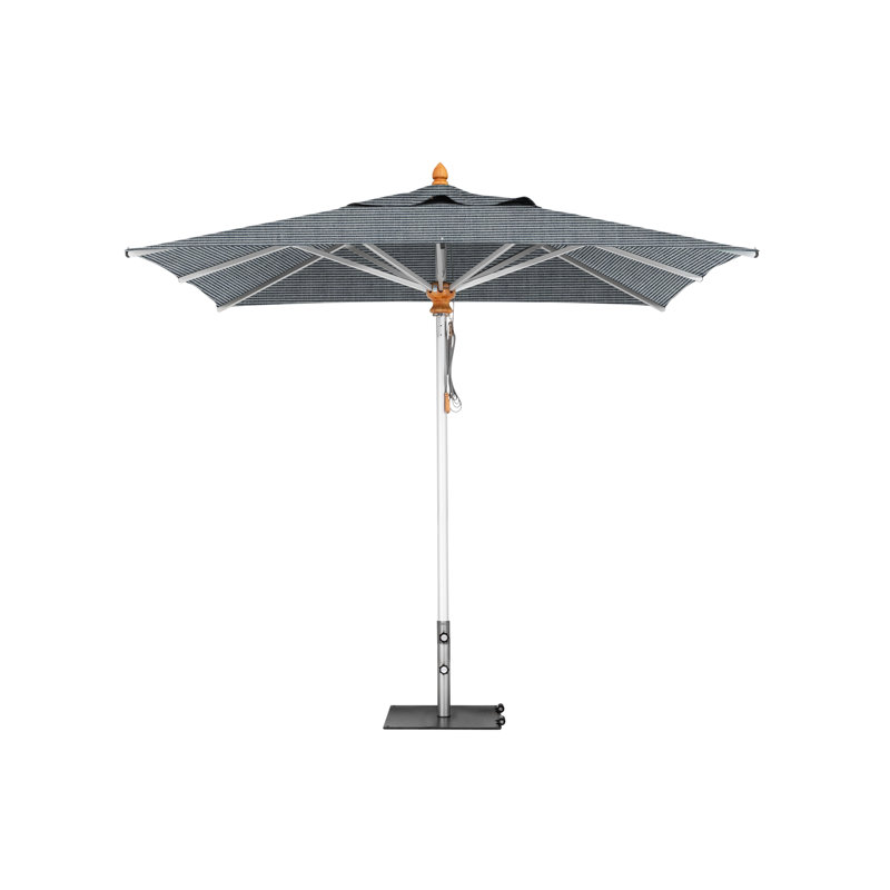 Bravura Square Market Umbrella, Square Metal w/ wheels+2.25" Stainless Steel Tube, 11'5", Natural