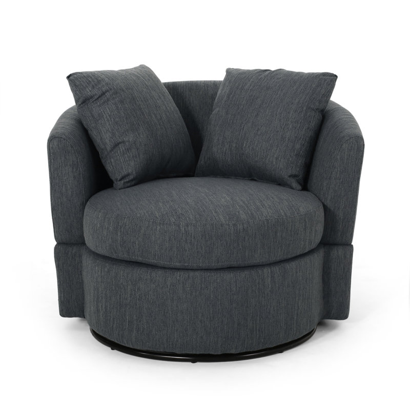 95.25Cm Wide Swivel Barrel Chair, Charcoal Fabric