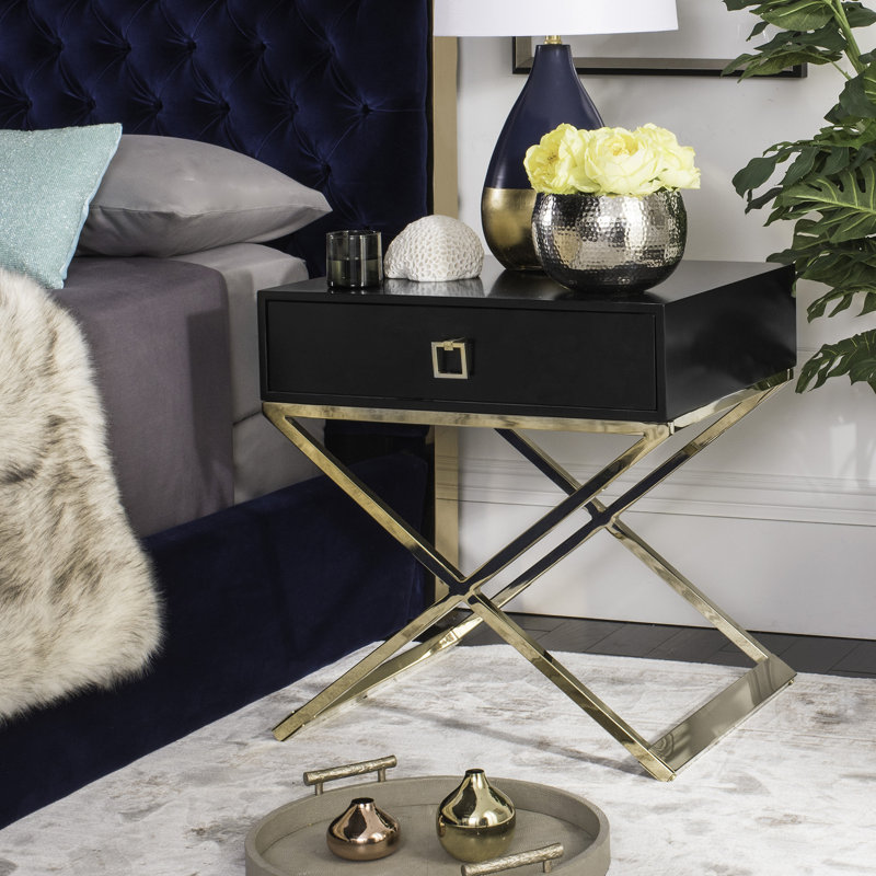 End Table with Storage, Black