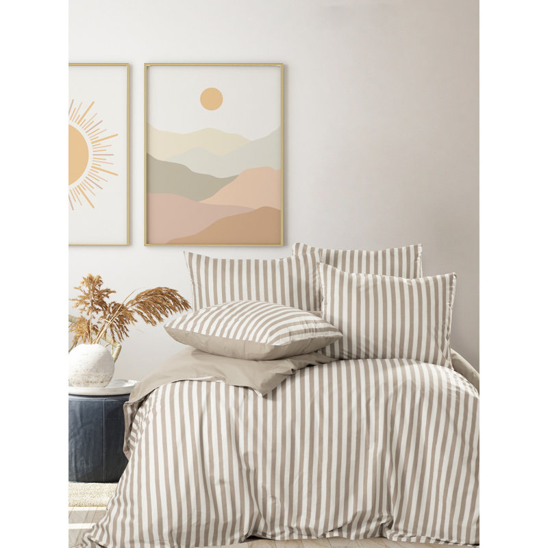Ensemble de housse de couette 100% coton 3 pièces Dara, Housse de couette grand et 2 taies décoratives
