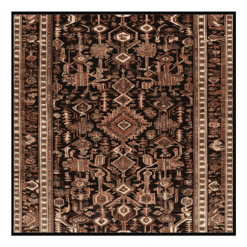 Machine Washable Persian Brown Area Rug, Square 7'