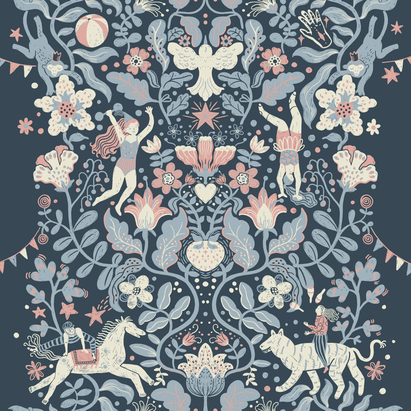 Galerie Resan Scandenavian Cirkus Foliage Wallpaper, Blue