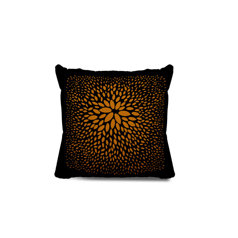 Coussin décoratif réversible en polyester filé Bavière, H 17 po x l 17 po, Orange / noir