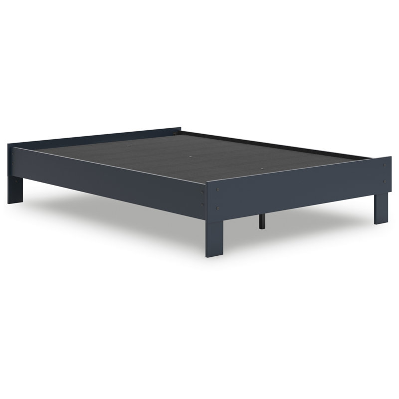 Cian Platform Bed, Shaker Style Design, Navy Blue Wood Frame, Full