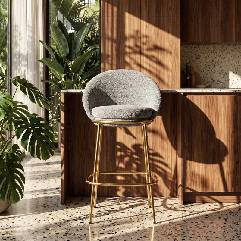 Tabouret de bar rembourré plaqué or l 21,5 po x P 21,5 po x H 40,75 po Celano