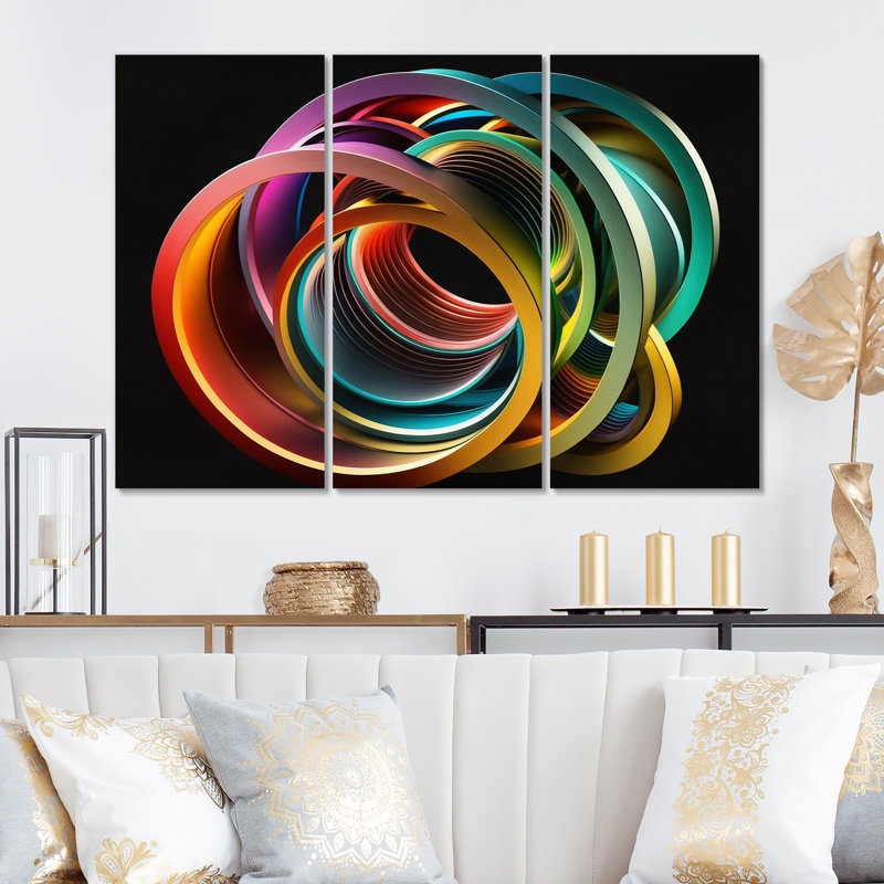 Ensemble de salon Neon Rainbow 3D Spiral II - Abstract Spirals, H 28 po x l 36 po x P 1 po