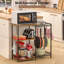 Kitchen Stand With Pots Rack, Utility Microwave Oven Stand With Storage, Rustic Brown