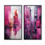 Fuchsia façades gratte-ciel horizon - ensemble de 2 impressions sur toile gratte-ciel-2015647287-2015647283