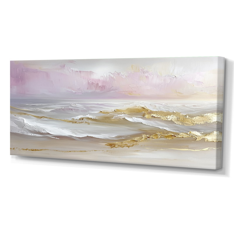 Minimalisme, plage dorée pure IV - plage côtière, art mural large, H 28 po x l 60 po, Toile tendue, Ne s’applique pas