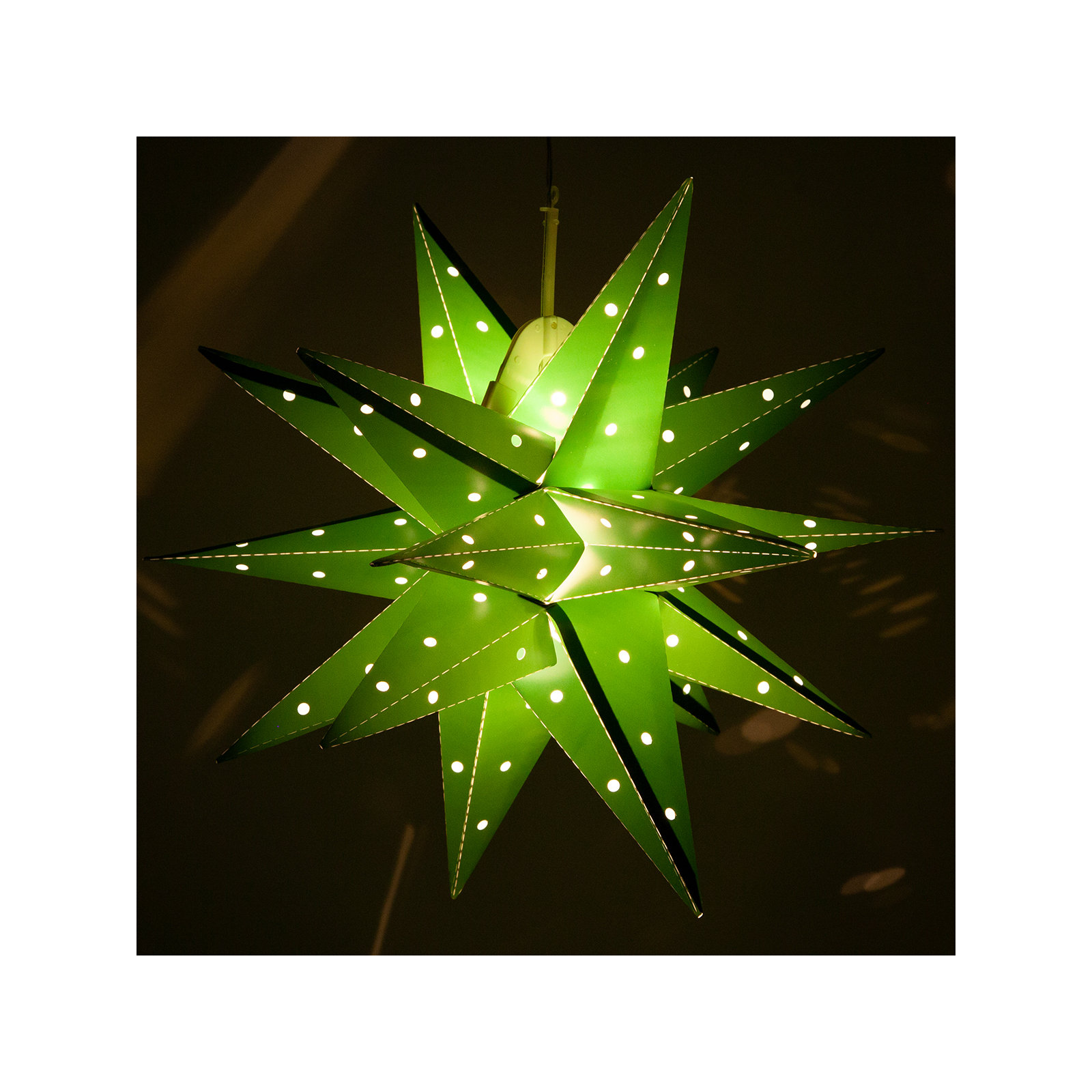 LED Lantern, 17" H x 17" W x 17" D, Green