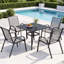 Ensemble de 4 fauteuils de jardin empilables, en textilène résistant aux intempéries, à dossier haut, pour terrasse, balcon ou piscine.-2016387144-2016387146