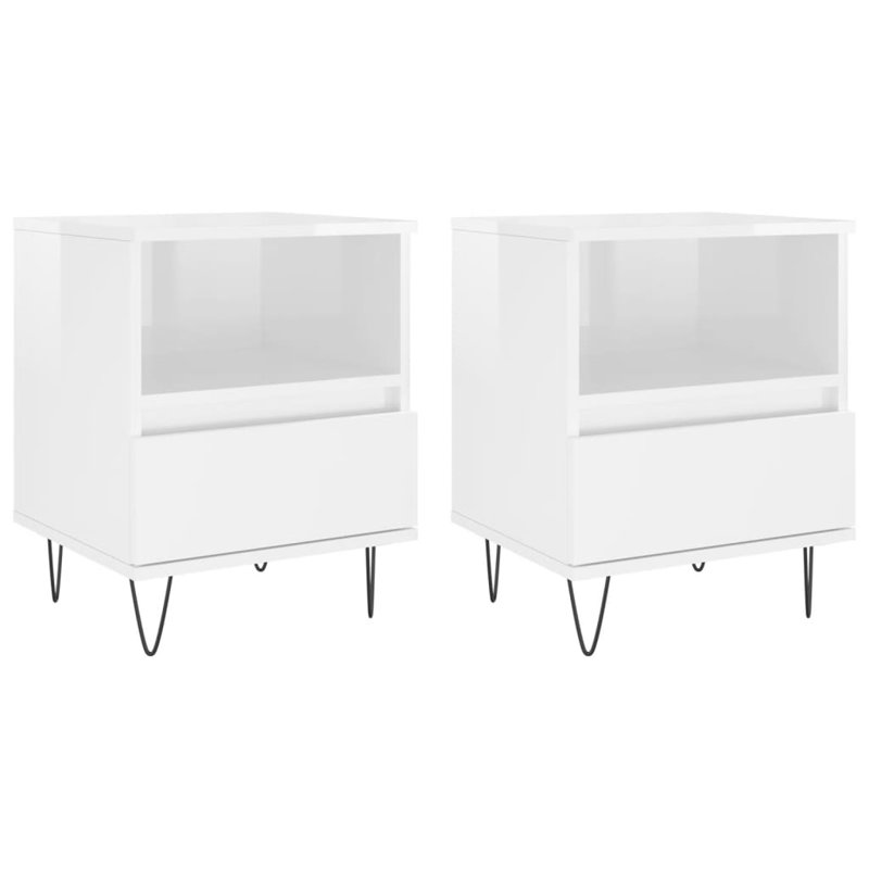Ebenier 40cm W Manufactured Wood Bedside Table, Concrete Grey, Set of 2