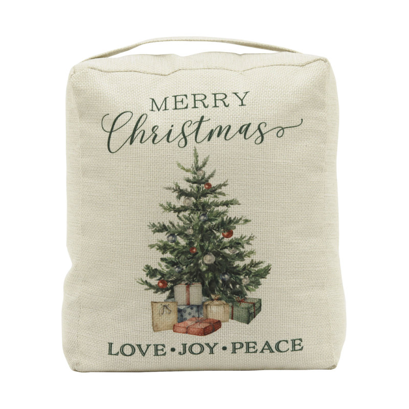 Merry Christmas Fabric Weighted Floor Stop