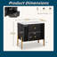 Table de chevet cannelée 22 po avec poignées dorées, table de chevet moderne 2 tiroirs 22 po-704175841