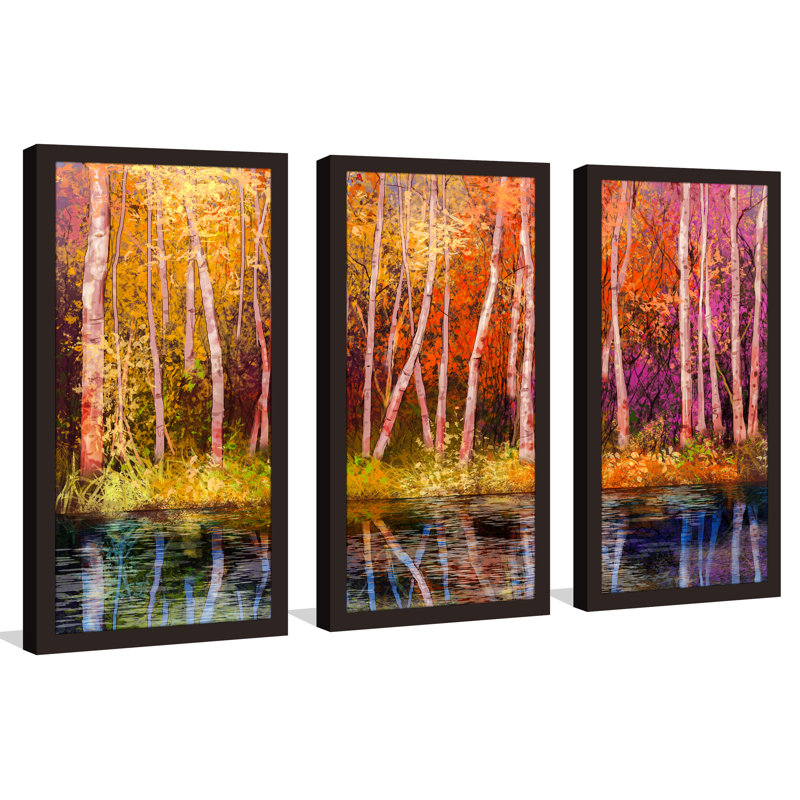 « color trees », ensemble de 3 reproductions d’art encadrées, H 25,5 po x l 40,5 po x P 1 po