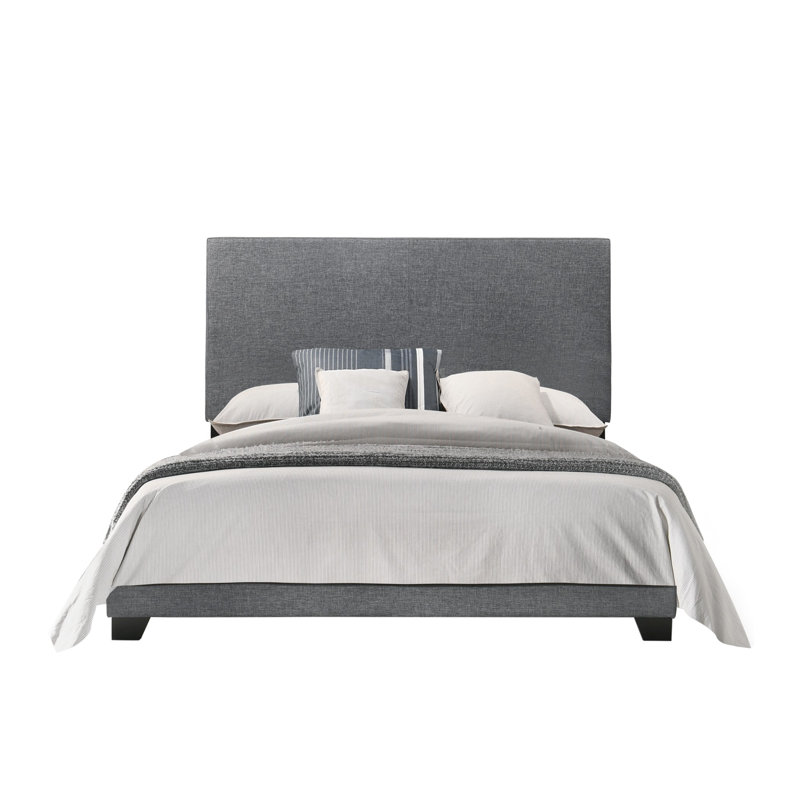 Lit tapissier standard à profil bas Beckville, Très grand, Lin fumée