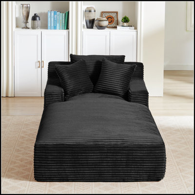 Oversized Chaise Lounge Chair Indoor, Corduroy Upholstered Modern Sofa Couch, No Assembly Required, Comfy Sleeper For Living Room, Office
