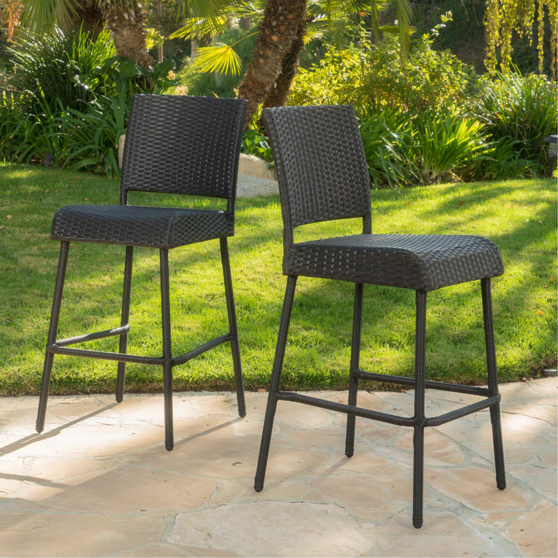 Ensemble de 2 tabourets de bar 29 po Outdoor, Marron foncé
