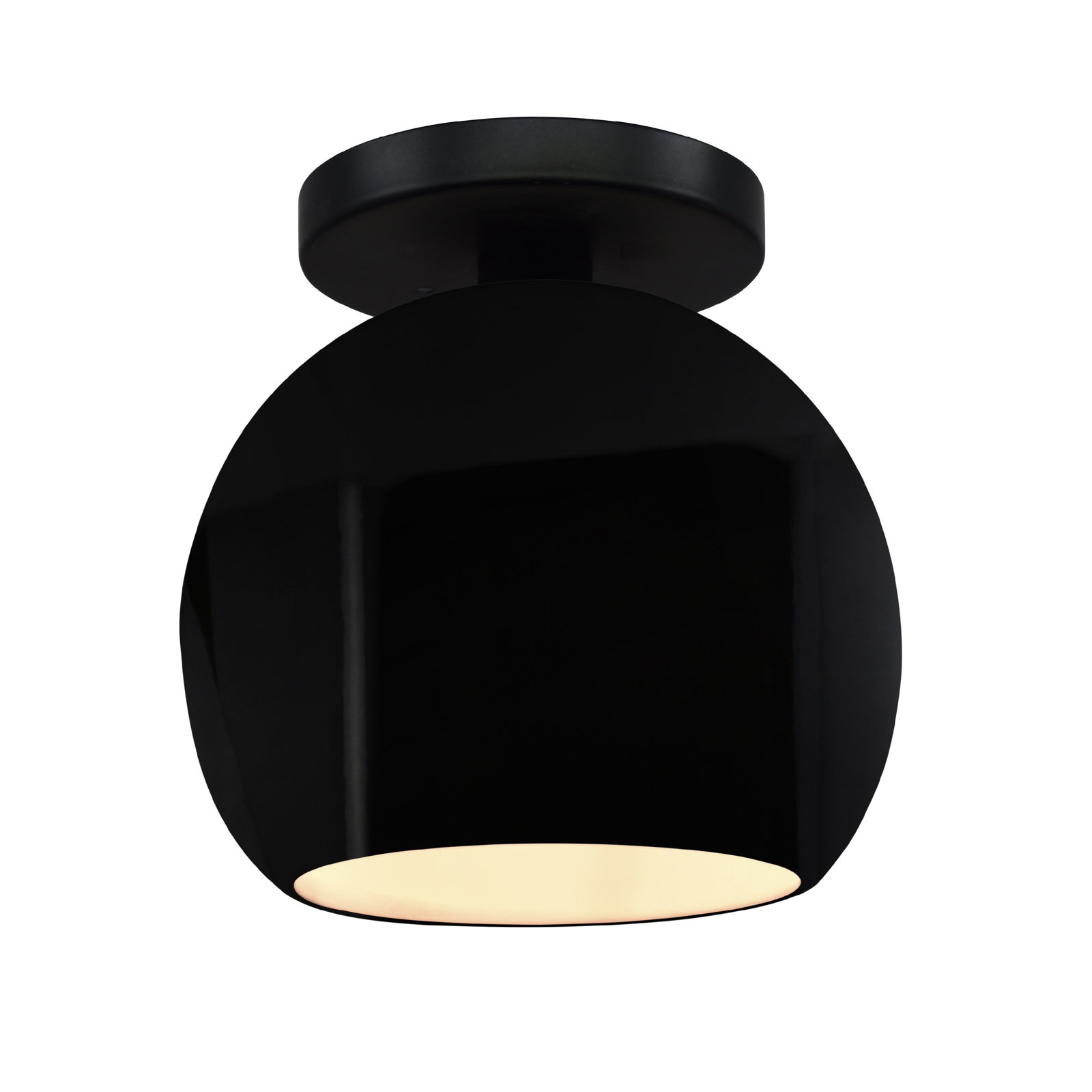 Single Light Ceramic LED Semi Flush Mount, 9" H x 10" W x 10" D, Gloss Black/Matte White, Matte Black