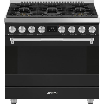 Smeg Professional Range, 36", All Gas, Matte Black