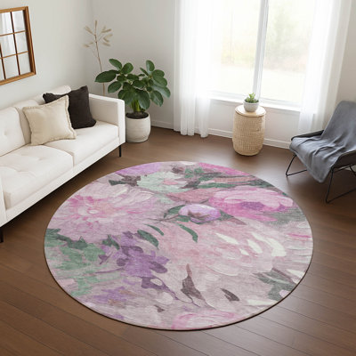 Tapis floral intérieur / extérieur lavable à la machine Huseby ACN2264