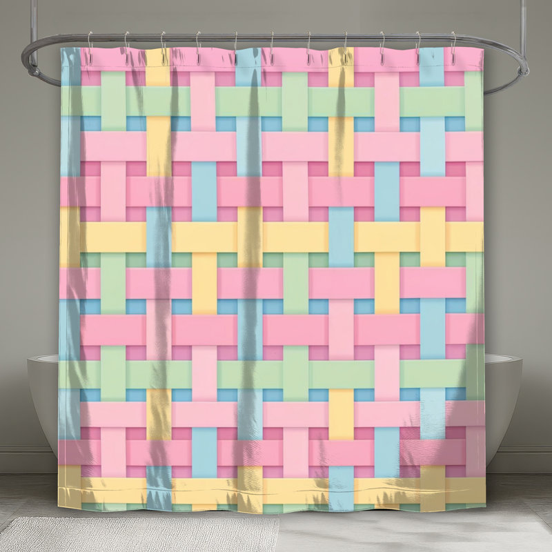 Woven Basket Pattern Shower Curtains Extra Long, Woven Textures