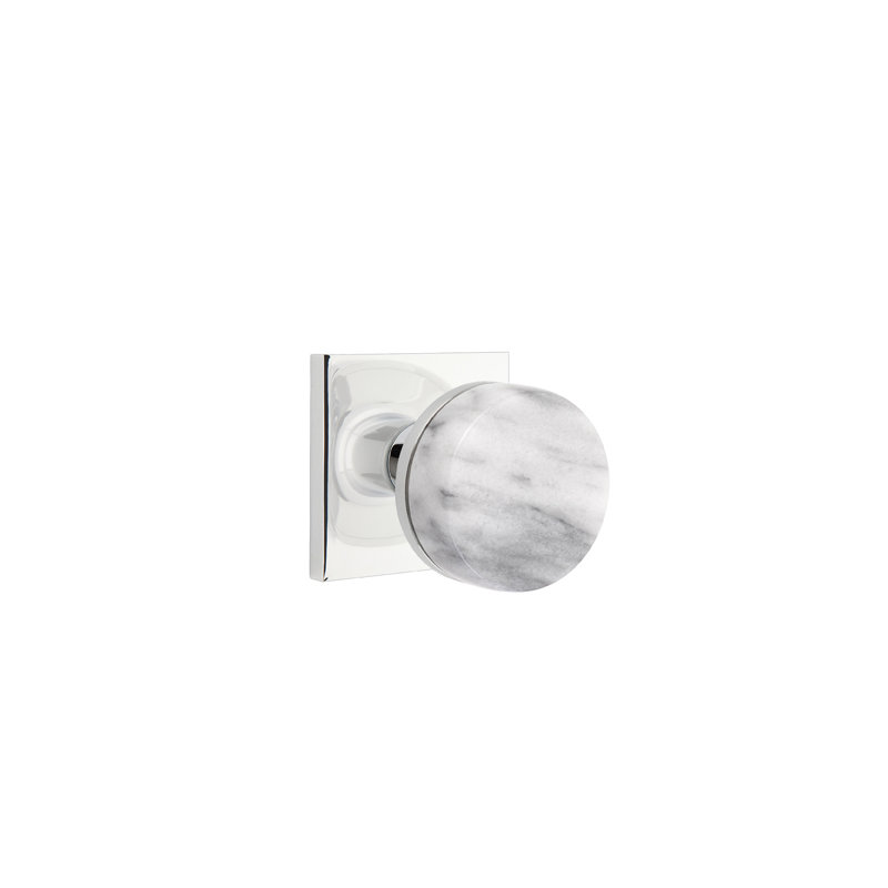 Select Round Knob with Square Rosette, Polished Chrome