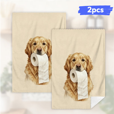  Linges de cuisine en microfibre, linges à vaisselle réutilisables absorbants, décoratifs résistants à la décoloration, 16 po x 24 po, Jack Russell