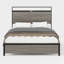 Bed Frame Queen Size, Led Headboard With 2 , Under - Storage, Metal And Wood Blend, Antique Grey, Simple Assembly Stable Size Lights Storage Drawers, Bed, Modern Design