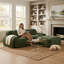 Ensemble de salon modulaire en velours côtelé de 204 cm (80,3 po) avec assises profondes, pouf et aucun assemblage requis, vert olive-1074320107