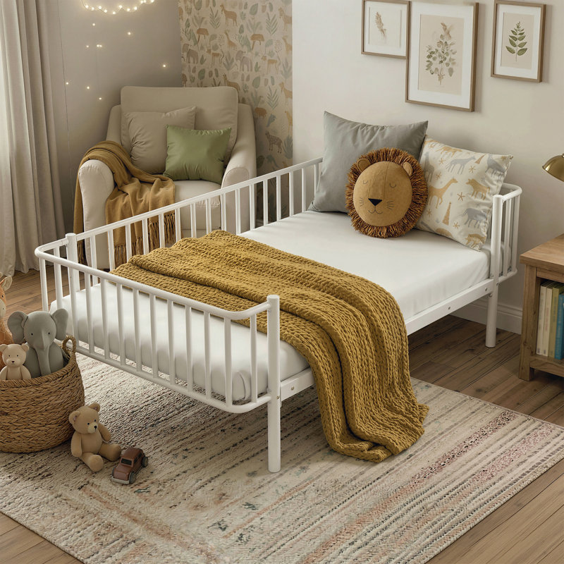Twin Size Metal Daybed , Sturdy Steel Slat Support Daybed Sofa, No Box Spring Needed, White, Twin, White